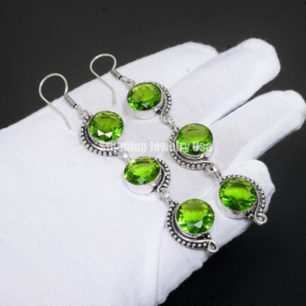 Peridot Gemstone 925 Sterling Silver Earring Birthstone 925 Solid Sterling Silver Earring Peridot Women Gemstone Peridot Earrings For Her