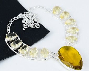 Honey Topaz, Citrine Gemstone Handmade 925 Sterling Silver Jewelry Necklace Honey Topaz Necklace Gifts For Mother Handmade Unique Gifts