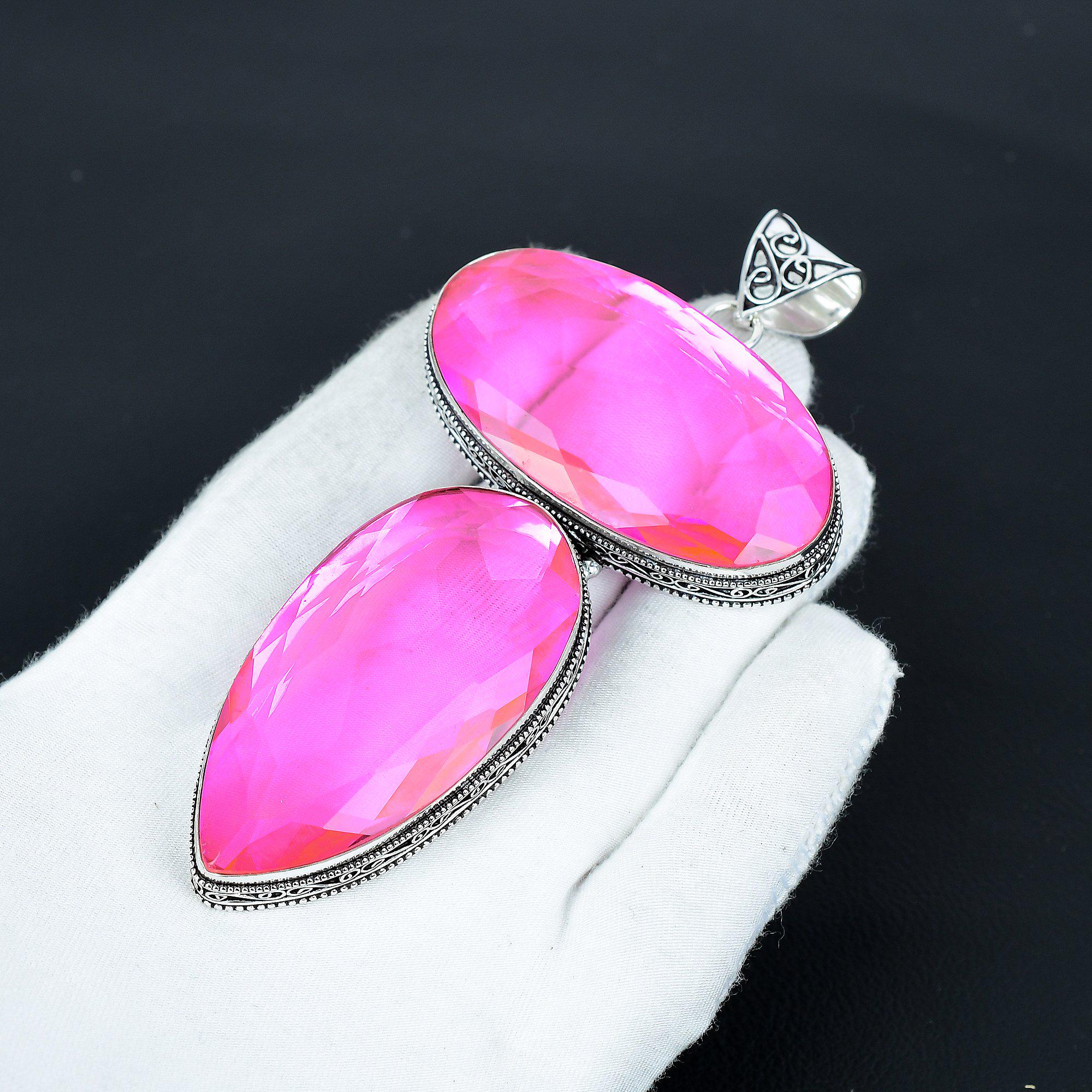 ピンクトルマリンの巨大宝石ハンドメイド925スターリング