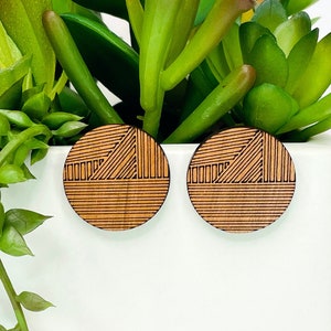Wood Jewelry, Laser Cut Earrings, Circle Post Earrings, Thinking of You Gift
