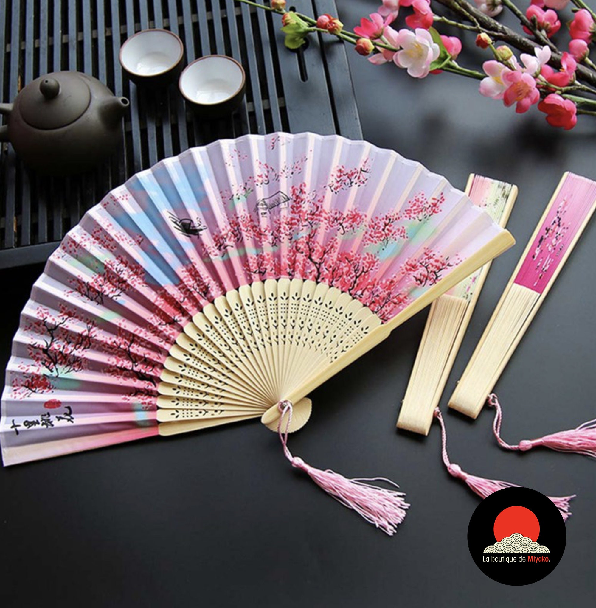 1 Yard Japanese Fans & Streamers Fabric 