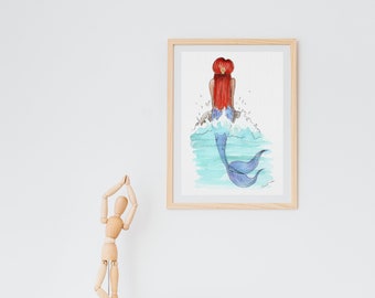 Watercolor Mermaid Art Print, Unframed Art Print, Mermaidcore, Mermaid, Watercolor Art Print, Beach House Decor, Ocean Inspired Decor