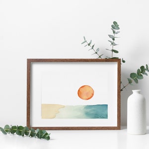 Minimal Beach - Watercolor Beach - Coastal - Minimalist Art - Minimal Watercolor - Art - Home Decor - Coastal Decor - Beach House - Minimal