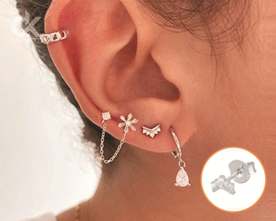 Silver zircon mini studs discount