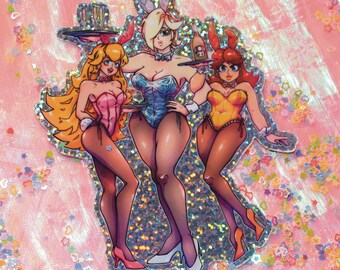 1-Up Bunny Girls Glitter Sticker