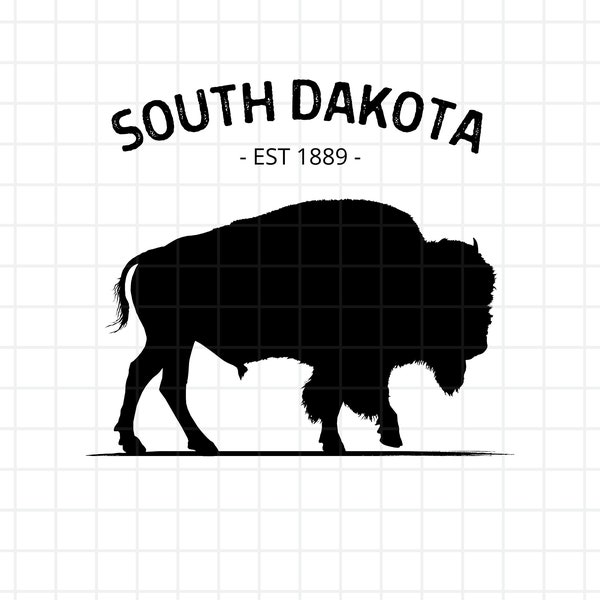 South Dakota Buffalo Est 1889 - Outdoor SVG, Coffee Mug Svg, Sticker Png, T-Shirt Svg, Silhouette , Svg for Cricut, CNC Machine