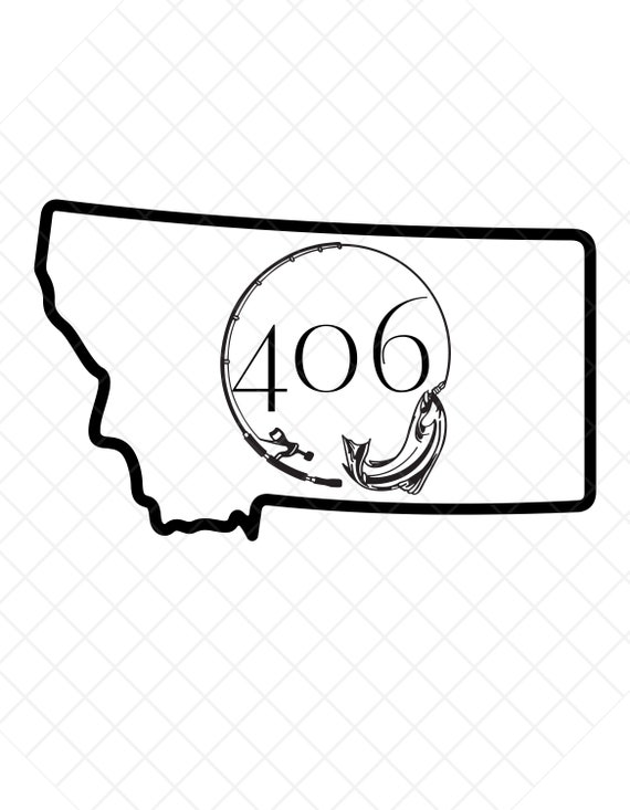 Montana State Fishing Tee With State Outline Montana State Fishing Tee With State Outline