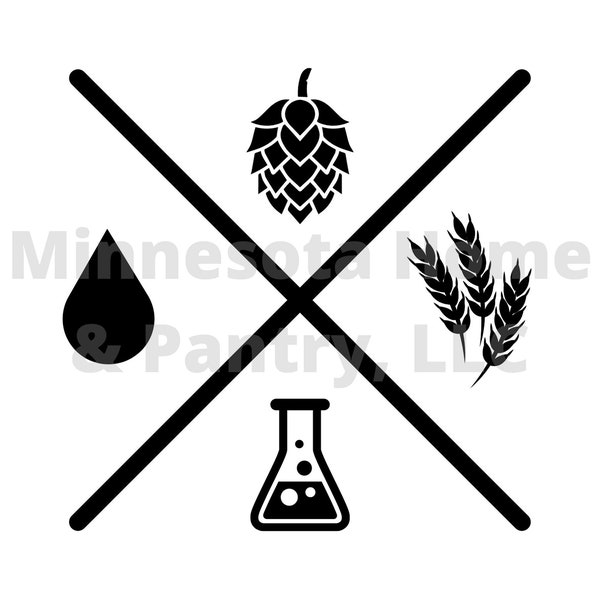 Brewing Ingredients SVG , Beer, Hops, Barley, Yeast, Water, Brewery, Coffee Mug Svg, Sticker Png, T-Shirt Svg, Silhouette, Svg for Cricut