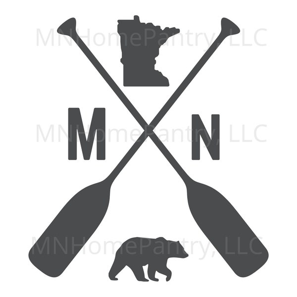 Minnesota Paddles and Bear SVG, MN Svg, Coffee Mug Svg, Sticker Png, T-Shirt Svg, Silhouette , Svg for Cricut,