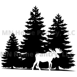 Moose in The Woods SVG - Outdoor Svg, MN Svg, Coffee Mug Svg, Sticker Png, T-Shirt Svg, Silhouette , Svg for Cricut