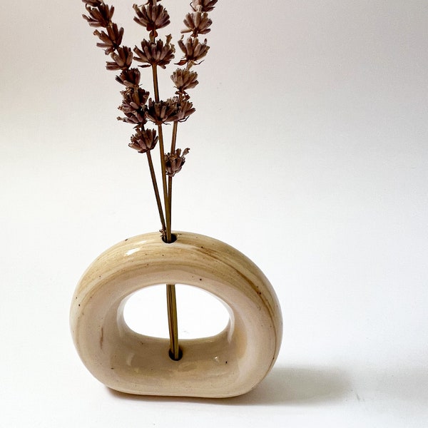 Ceramic, marbled, bud vase/incense holder