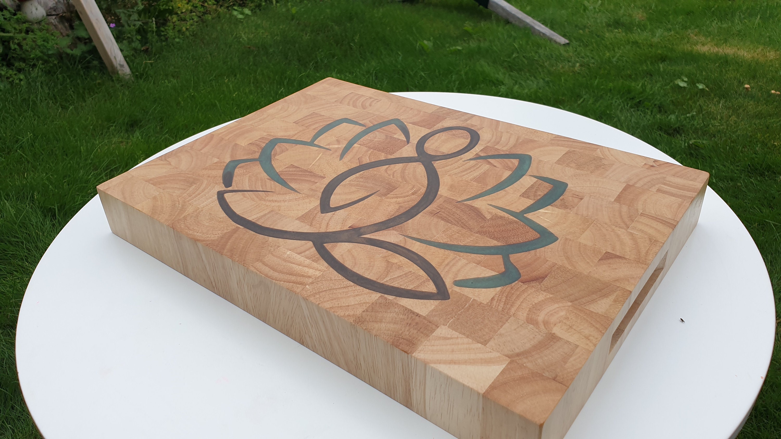 Endgrain cutting board with resin inlay Etsy