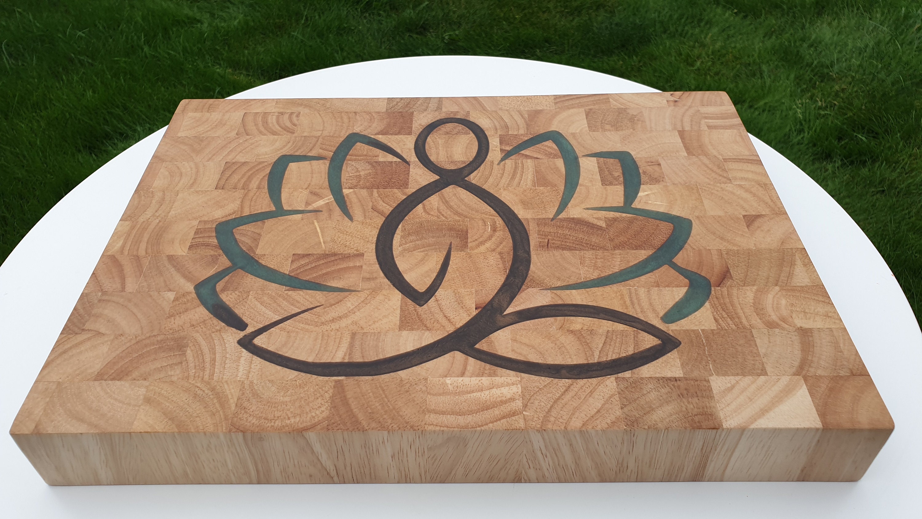 Endgrain cutting board with resin inlay Etsy