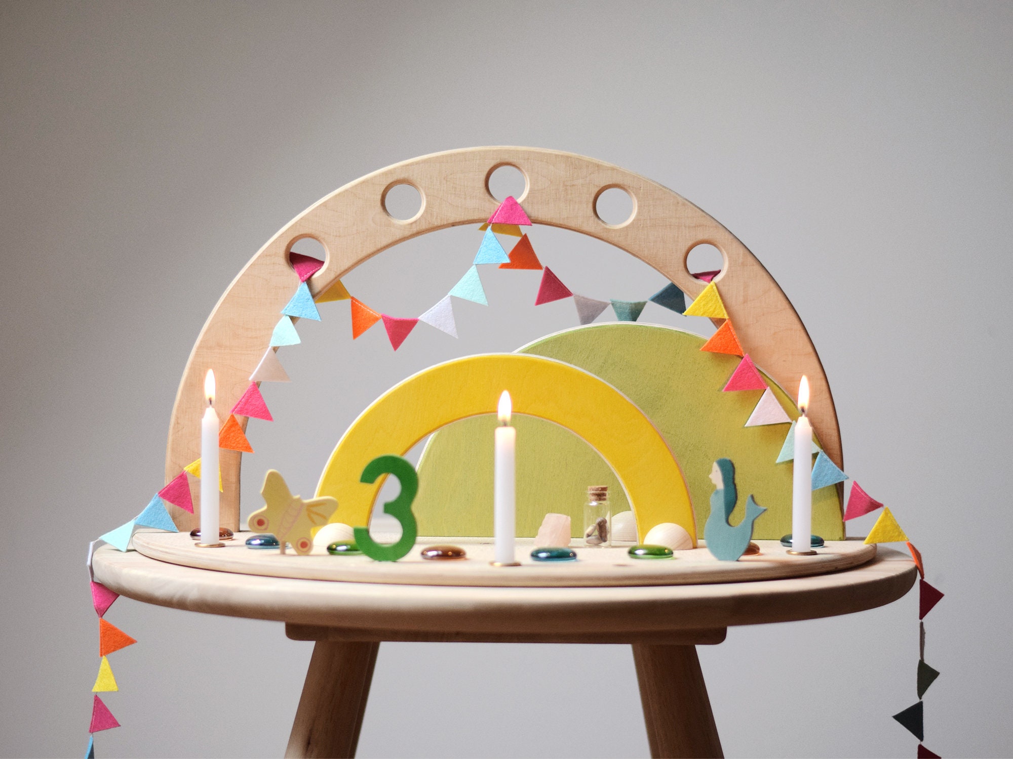 Table de Saison Grande, Décoration en Bois Waldorf, Calendrier L'avent, Couronne Crèche, Rituels Fam