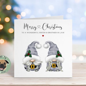 Gnome Card For Sister and Brother In Law, Couple Christmas Card, Personalised Gnome Christmas Card, Card for Her, Card For Him