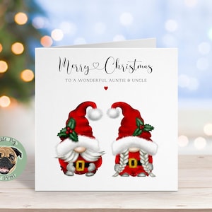 Auntie Christmas Card, Uncle Christmas Card, Personalised Christmas Card For Auntie and Uncle, Gnome Couple Christmas Card, Bespoke Cards