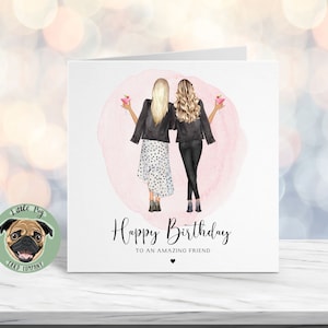 Biglietto di compleanno personalizzato per la migliore amica, biglietto di compleanno per lei, biglietto di compleanno personalizzato per amica, biglietto per 18, 21, 30, 40 anni, qualsiasi età