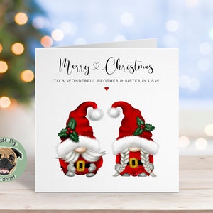 Christmas Card For Brother and Sister In Law, Personalised Christmas Card, Gnome Christmas Card, Christmas Card For Couple, Gonk Family Card