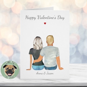 Personalised Valentine's Card, Anniversary Card For Boyfriend, Valentines Card For Girlfriend, Personalized Couple Card, Couple Illustration