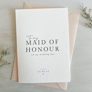 Personalised Wedding Thank You Card for Maid of Honour / Matron of Honor, Sentimental Keepsake from Bride or Groom, Custom Wedding Card Gift