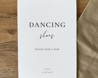 Dancing Shoes Wedding Sign: Personalised, Printed, Optional Easel