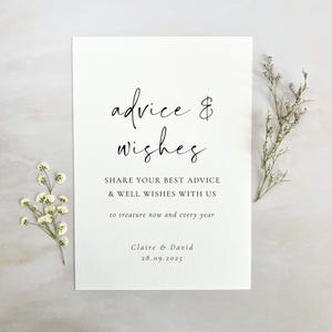 Bord met persoonlijk advies en wensen - For the New Mr and Mrs Wedding Receptie Tafelbord – Op maat gemaakt minimalistisch briefpapier