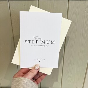 "Hochzeits-Dankeskarte für Stiefmutter - Sentimentales Andenken von Braut oder Bräutigam für Stiefmutter - Individuelles Hochzeitsgeschenk."