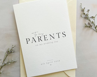 Carte de remerciement de mariage personnalisée pour les parents - Souvenir sentimental de la mariée ou du marié à la mère et au père - Cadeau de carte de mariage personnalisée