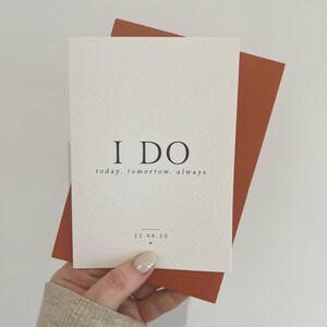 Personalisierte Hochzeitskarte für Braut oder Bräutigam - Danke Sentimental Andenken - Ich Tue Heute, Morgen, Immer - Individuelles Hochzeitsgeschenk
