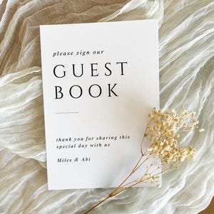 Libro degli ospiti minimalista, cartello per matrimonio, personalizzato e stampato