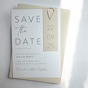 Moderne Hochzeitseinladungen Save the Date, Neutral / Champagner-Thema, bedruckt im A6-Format mit Umschlägen