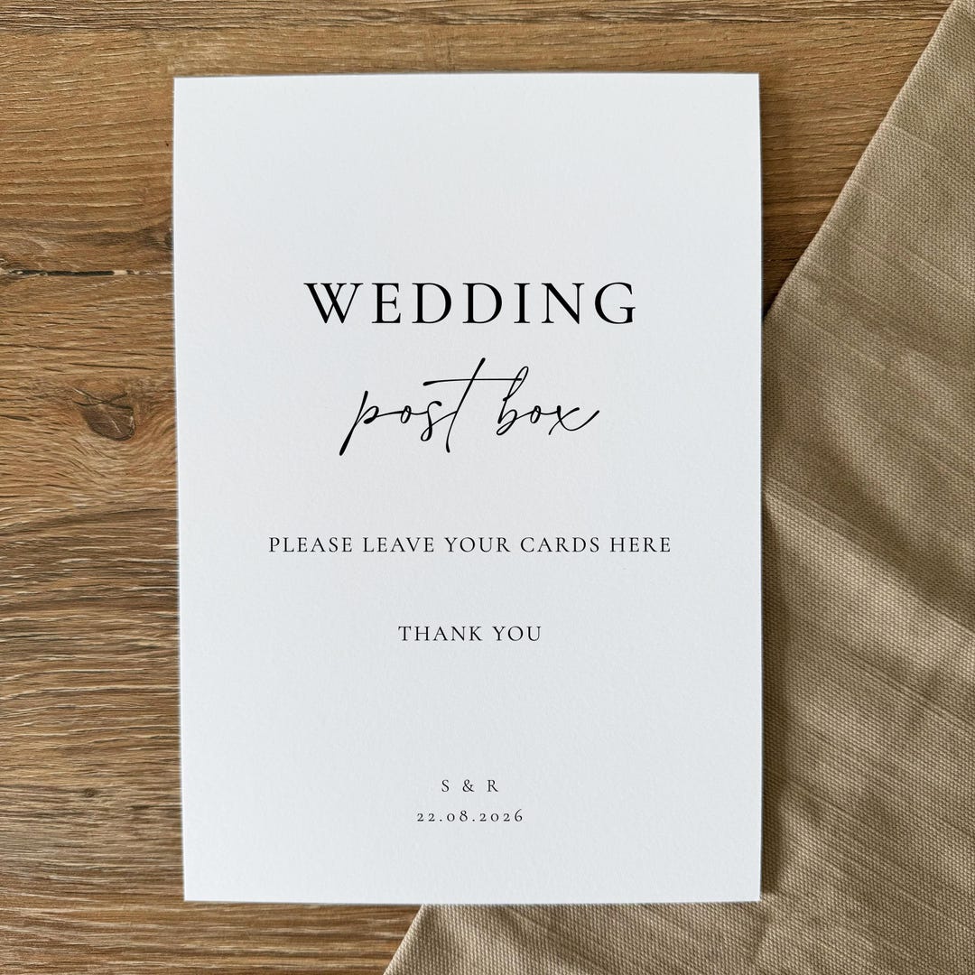 Post Box Signed Post Box Wedding Sign for Cards: Personalised, Printed, Optional Easel ...