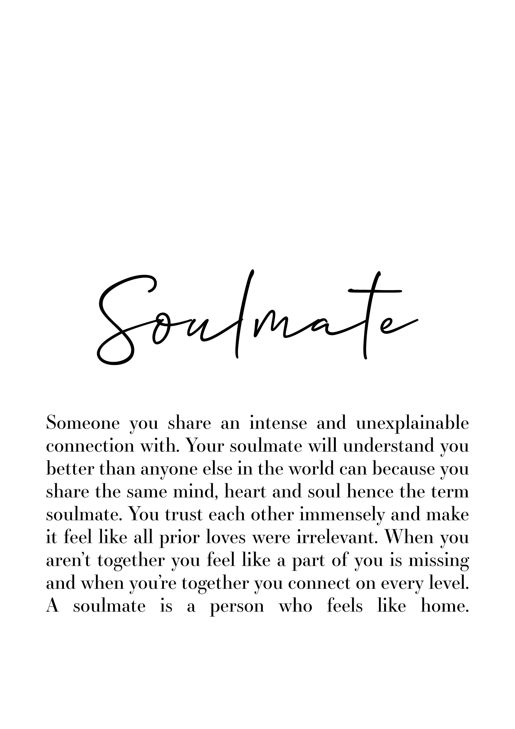 Soulmate definition gift keepsake flat card gift for him Etsy