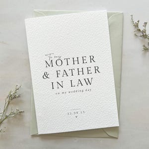 Personalised Wedding Thank You Card for Mother and Father in Law – Sentimental Keepsake from Bride or Groom - Custom Wedding Card Gift