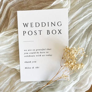 Letrero de buzón de boda para tarjetas, papelería de recepción personalizada impresa