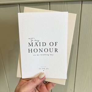 Carte de remerciement de mariage personnalisée pour demoiselle d'honneur / matrone d'honneur, souvenir sentimental de la mariée ou du marié, cadeau carte de mariage personnalisé