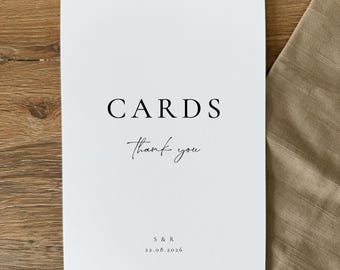 Cards Wedding Sign: Personalised, Printed, Optional Easel