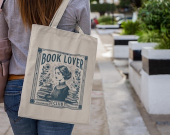 Book Lover Tote Bag, Cute Aesthetic Bookish Tote, Canvas Book Bag, Library Girl Gift, Reading Tote for Book Lovers, Bookish Tote Bag