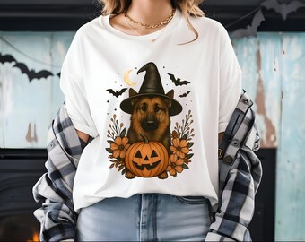 Camiseta de Halloween de pastor alemán: camiseta espeluznante para amantes de los perros, camiseta de bruja canina, camiseta de Hocus Pocus, camiseta de mamá de perro,