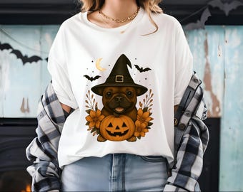 Camiseta de Halloween para perro con bulldog francés, camiseta con cara de perro, camiseta para mascota, regalo para amantes de los perros, Hocus Pocus, camiseta para mamá de perro, camiseta con vibraciones espeluznantes.