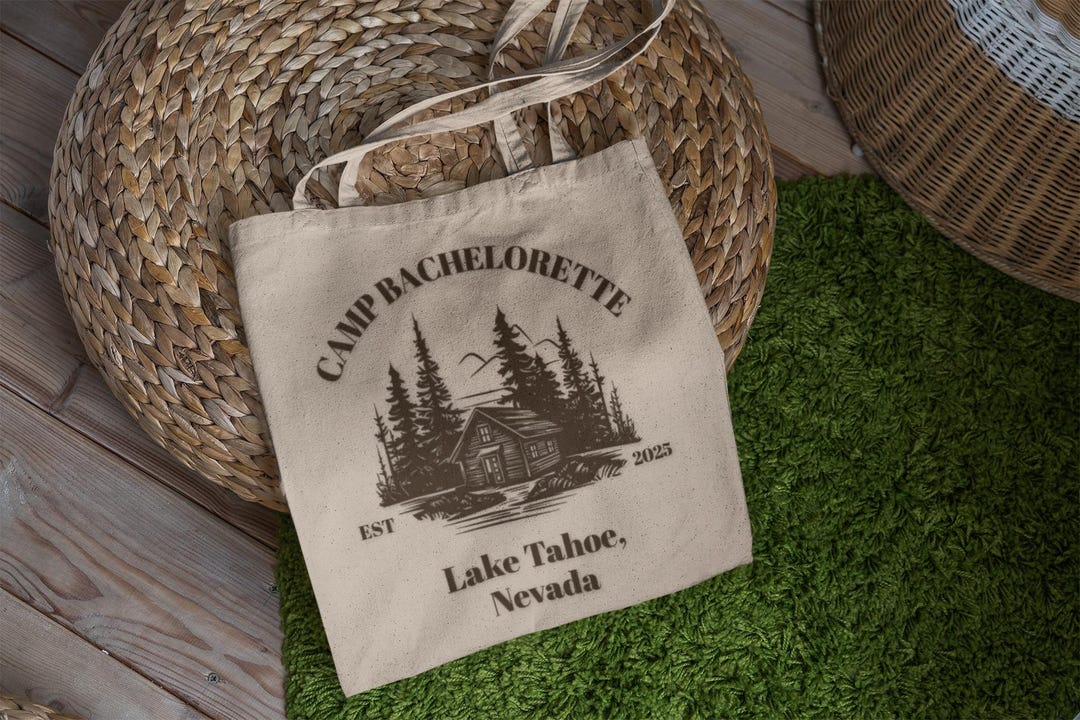 Camp Bachelorette Tote Bag: Personalized Location, Canvas Bridal Party ...