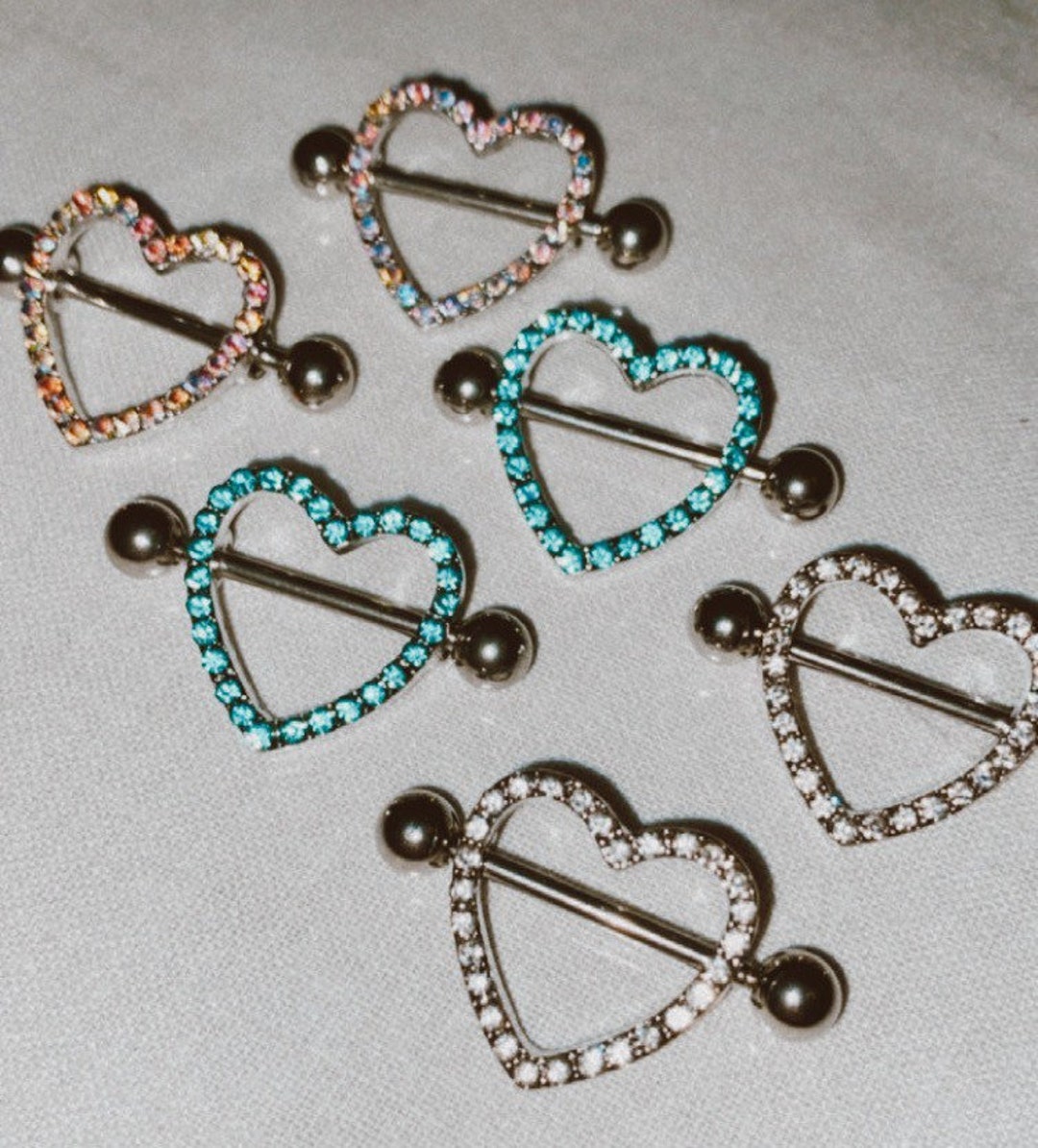 Stainless Steel Heart Nipple Piercing With CZ Crystals Etsy