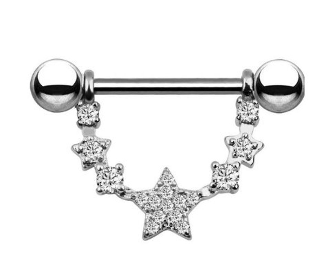 CZ Crystal Star Bar Nipple Piercing Etsy UK