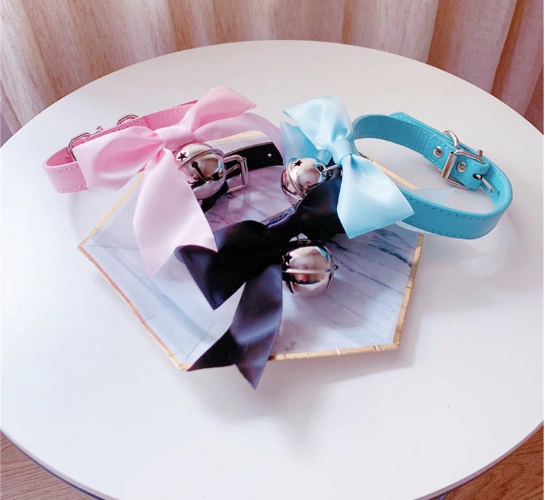 PinkWhiteBlackPurple SilverPlated Ribbon Bow Choker