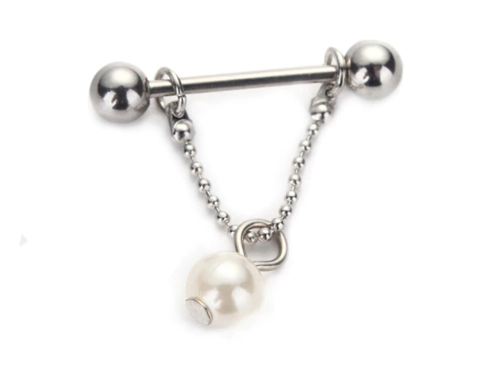 Piercing al capezzolo di perla Etsy