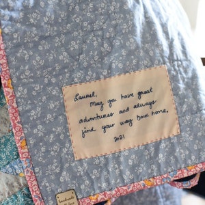 ADD ON ONLY Personalized, Hand Embroidered Quilt Label image 4