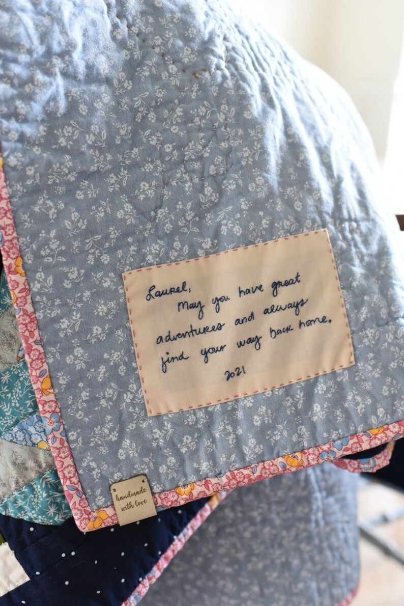 ADD ON ONLY Personalized, Hand Embroidered Quilt Label image 4