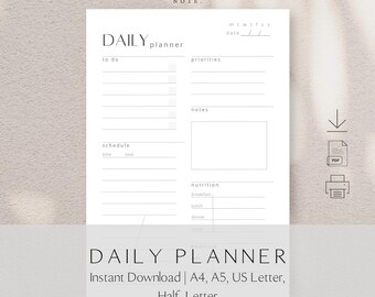 Minimalist Printable Planner | A4 & US Letter |daily, Weekly and Goal ...