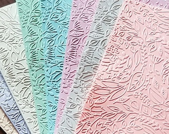 Pastel Embossed Flower Cardstock: Junk Journal Paper, Card Toppers (4x6 in)