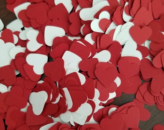 1/2" Red and White Heart Confetti